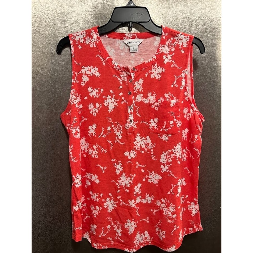 Liz‎ Claiborne women's split neck sleeveless tank top. Size Large